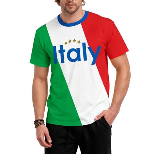 Image of Italy Football Jerseys for Men Sports Training Jerseys Tops Flag Team Fans Football T-Shirts White L