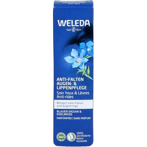 Image of Weleda Contouring Eye & Lip Cream with Collagen Boost, Blue Gentian & Edelweiss, Natural Collagen+ Active Complex, Reduces Wrinkles & Dark Circles, Fragrance Free, Vegan, 10ml