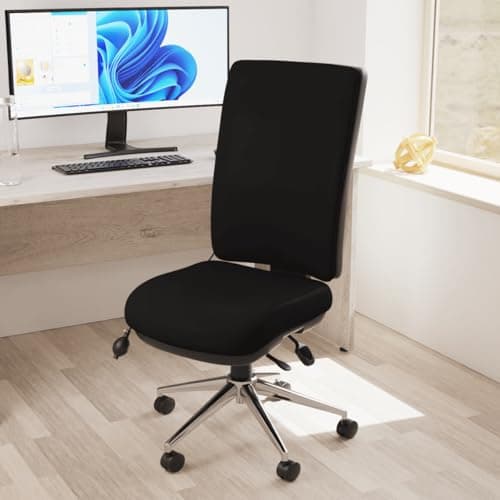 Image of OPO Chiro High Back Operator Chair with Folding Arms | Executive Swivel Chair with High Back Large Seat and Tilt Mechanism | Polished Chrome 5 Star Base None Black Black Fabric