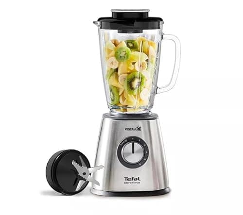 Image of Tefal Blendforce II Glass Jug Blender 800W BL439DG0 Stainless Steel 5 Speeds Pulse Powerful Smoothie & Ice Crush Kitchen Blender