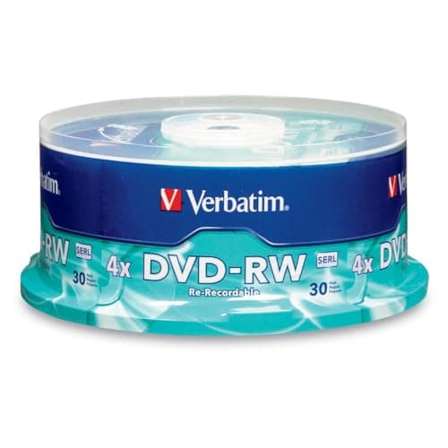 Image of Verbatim DVD-RW Blank Discs 4.7GB 4X Recordable Discs - 30pk Spindle 95179