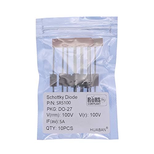Image of HUABAN 10PCS SR5100 (SB5100) Schottky Barrier Rectifier Diodes 5A 100V DO-201AD (DO-27) Axial 5 Amp 100 Volt