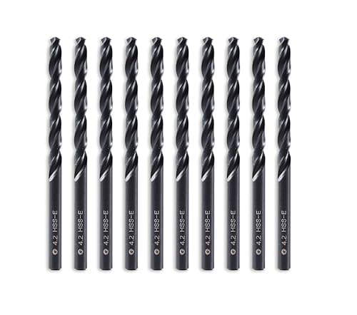 Image of DelitonGude 4.2mm HSS M35 Cobalt Twist Drill Bits, High Speed Steel, Set of 10,Suitable for Steel,Stinless Steels, Cast Iron and Other Metals(UK-4.2mm)