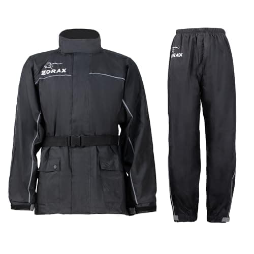 Image of Zorax Waterproof Windproof Motorbike Motorcycle Two-piece Rain Suit Rain Coat Rain Jacket Rain Trousers Rain Pants Rainwear Black M