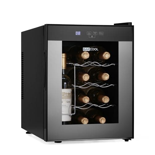 Image of Barcool VINO12 – Table-Top Wine Fridge Black | 5-18°C | Wine Cooler | LED + Digital Display | Glass Door Drinks Cellar | Single-Zone
