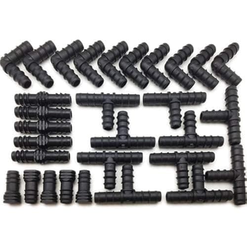 Image of Grow Insane - 13mm (1/2) Pipe/Hose Irrigation Connector Pack - 30 Piece - Tee - Elbow - Joiner - End Plug - Triple Barbed Kit