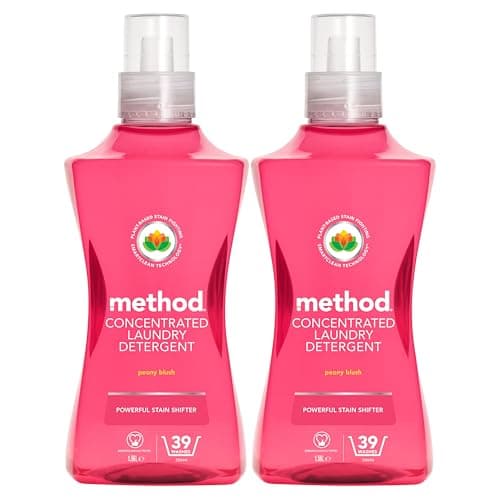 Image of Method Concentrated Laundry Detergent, Washing Liquid Fresh Peony Blush Scent, 2 x 39 Washes,​ 2 x 1.56L