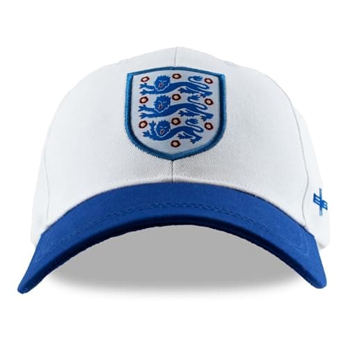 Image of Hy-Pro Officially Licensed England Baseball Cap - Quality Material with Adjustable Strap, Comfortable Sports Fan Accessories - Stylish White & Navy Blue Football Hat for Men and Women, 58cm