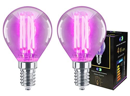 Image of Long Life Lamp Company 2 x 4w Purple LED Golf Ball Light Bulb E14 Small Edison Screw Clear Glass G45 Filament