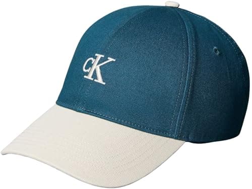 Image of Calvin Klein Men's Monogram EMB Colorblock Baseball LV04G5000G Cap, Blue (Atlantic Deep), One Size