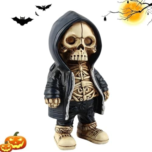 Image of CHUNZHILAI Cool Skeleton Figurines,Gothic Skeleton Skull Marionette Statue Halloween Home Decor Creative Desk Ornament for Office Bedroom Collectible Gothic Gift for Women Men