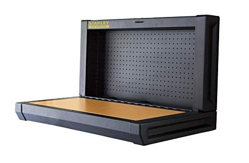 Image of Stanley FMHT81528-1 Folding Workbench (Easy Wall Mounting, Space Saving up to 100kg Ideal for Garage 90 x 45cm with Hole Wall for Tool Hang