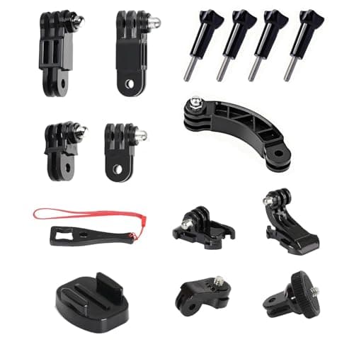 Image of Universal Action Camera Accessory Kit for GoPro Hero, Insta360 X5/X4/X3, DJI OSMO Action, AKASO APEMAN Sports Cam, Helmet Base Adhesive Tripod Adapter Mount, Curved Extension Arm, Quick Release Buckle