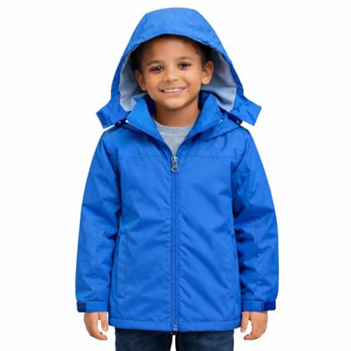 Image of Blu Apparel Kids Waterproof Jacket Childrens Rain Coat ideal for School Coat, Walking Windproof Jacket, Childrens Rain Jacket (UK, Age, 5 Years, 6 Years, Regular, Cobalt Fleece Lined)