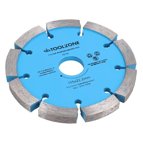 Image of Toolzone 115mm x 8mm Diamond Tipped Mortar Raking Disc Masonry Blade 4-1/2” Grinders