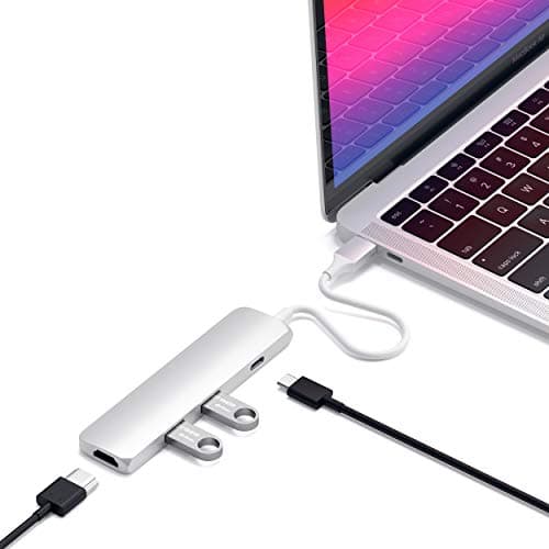 Image of SATECHI 4-in-1 USB-C Hub Slim Classic Multiport Adaptor with PD 60W, 4K@60Hz HDMI and 2x USB-A 5Gbps Data Ports for MacBook Air & Pro M5 M4, Windows Laptops and More – Silver