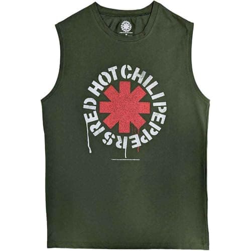 Image of Red Hot Chili Peppers Tank Top Muscle T Shirt Stencil Official Unisex Green S