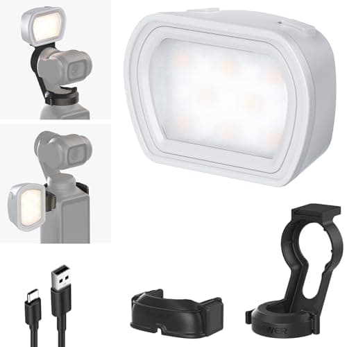 Image of NEEWER Basics Magnetic Auxiliary Light Compatible with DJI OSMO Pocket 3 Gimbal Cam Creator Combo, 1.3W USB C Rechargeable Plastic Mini LED Fill Light Attachment for Selfie Vlog Video Recording, M21