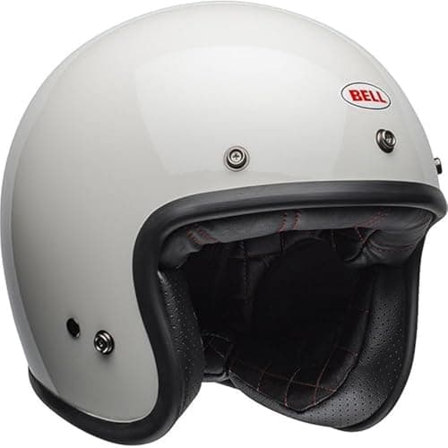 Image of Bell Custom 500 Solid ECE – Motorcycle Helmet ECE 22.06 Certified – Vintage Helmet – Fiberglass Helmet with IONIC+ Padding – Fiberglass Shell – Comfort Liner – Vintage White, Size: S