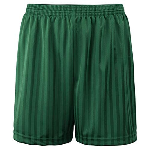 Image of Hiffy Kids Unisex Shadow Stripe Gym Sports Games School PE Shorts Age 2-13 Years (Bottle Green, 5-6 Years)