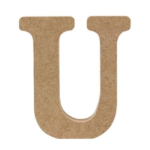 Image of MDF Wooden Letters for Crafts - Letter U (Small 10cm High x 2cm Deep) Large Free Standing for Personalised Names & Decor