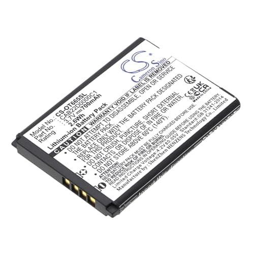 Image of TECHTEK Battery 700mAh compatible with [Alcatel] 2010D, One Touch 20.12D, One Touch 2010D, 2010X, 2012D, 2051D, 2051X, 356, 665, OT-2012D, OneTouch 2012G, OT-2010, OT-2010D, OT-2010X, OT-2012D, OT-20