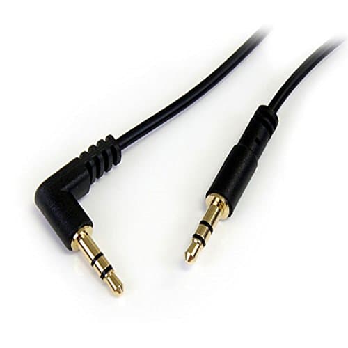 Image of Mr. Gadget's Solutions® 3.5mm Audio Cable - Right Angle 3.5mm to Straight Stereo Jack Audio Earphone Cable - Male/Male - Aux Cable, Black – 2m