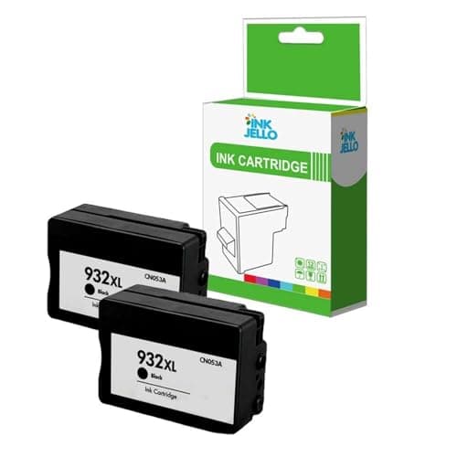 Image of InkJello Ink Cartridge For Printer, Compatible With HP Officejet 6100 6600 6700 7110 7510 7610 7612 932XL (Black, 2-Pack)
