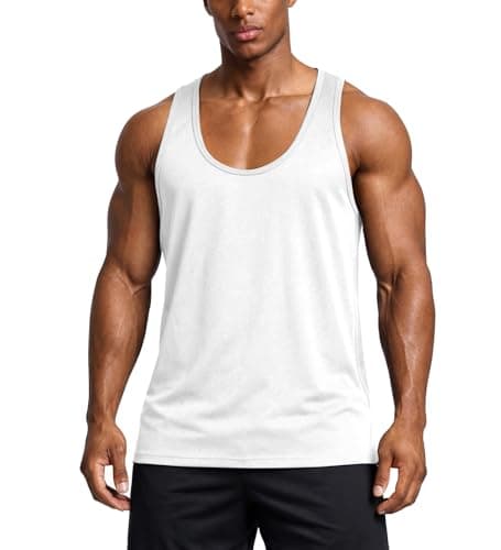 Image of Men's Tank top, deep-Neck Muscle Vest, Y-Strap Design, Sleeveless top for Bodybuilding and Gym Workouts, Suitable for Weightlifting and Fitness Training. White XL