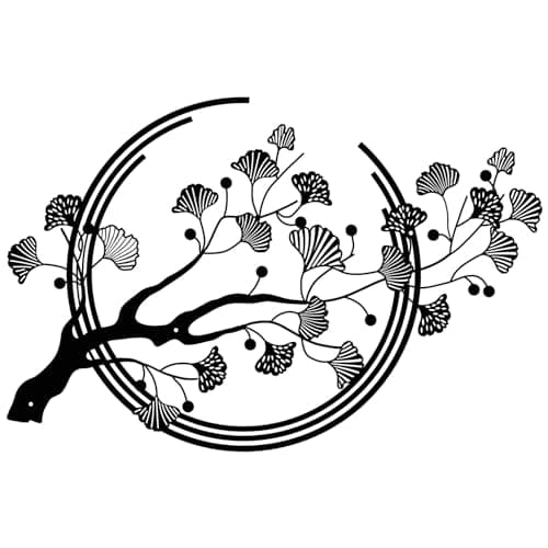 Image of ESTART Metal Ginkgo Tree Leaf Wall Art, Black Wall Decoration Creative Handmade Wall Sculpture is Suitable for Home Living Room Bedroom Kitchen Study Office (Black)