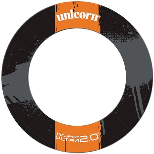 Image of Unicorn Heavy Duty Dartboard Surround | Ultra 2.0 | Professional Slimline | High Density Injection Moulded EVA Plastic | No Fixings Required | Black & Orange