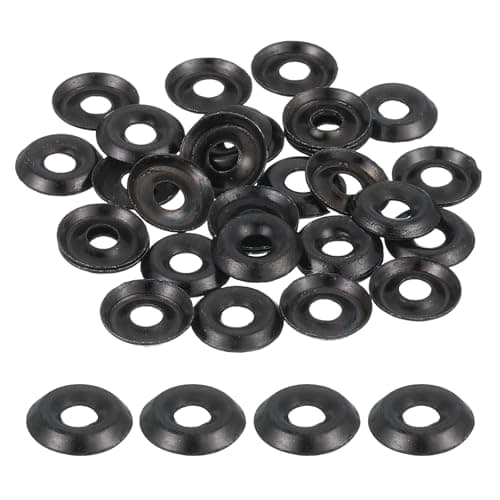 Image of sourcing map 100 Pcs #4 Countersunk Finish Washers, 304 Stainless Steel Cup Washer Gasket for Screws Bolts Machinery Construction, Black
