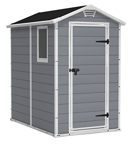Image of Keter Manor Outdoor Plastic Garden Storage Shed, Grey, 6 x 4 ft