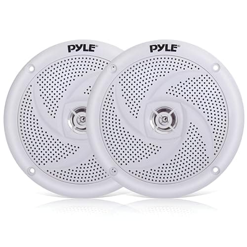 Image of Pyle 10cm Marine Speakers, Waterproof 2-Way Outdoor Audio System, 100W Power, Low-Profile Slim Design, Weather-Resistant Stereo Sound for Boat, ATV, UTV & More – Pair (White)