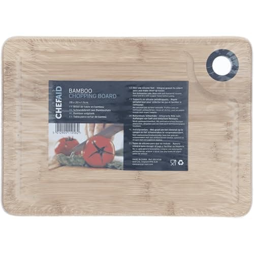 Image of Chef Aid Bamboo Chopping Board, 28 x 20 x 1.5 cm, Ecological and Durable Kitchen Board for Food Preparation