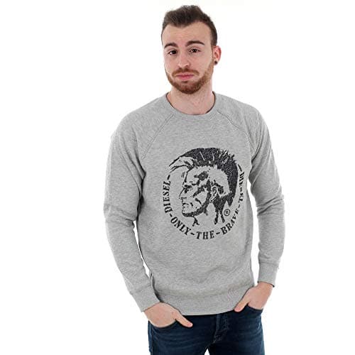 Image of Diesel S-Orestes Grey Marl Logo Sweatshirt - Extra Large