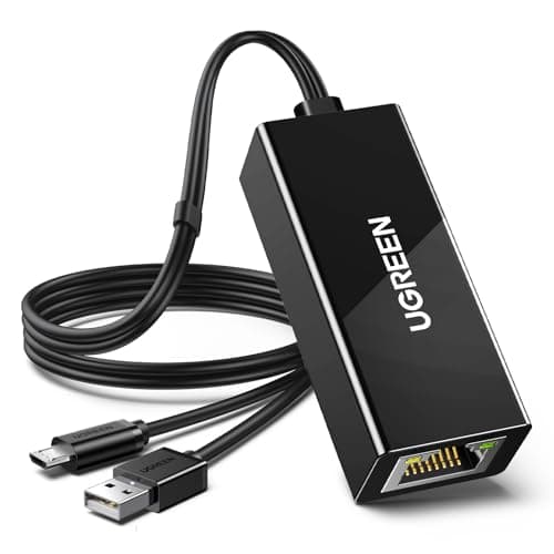 Image of UGREEN Micro USB Ethernet Adapter for Fire TV Stick Lite/4K/4k Max and Chromecast 1/2/3/Audio, Google Home Mini, Roku Express 4K, USB to RJ45 LAN Network Adaptor with USB Power Supply Cable 1M