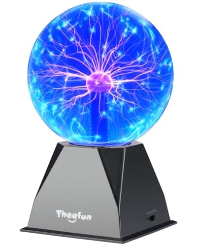 Image of Theefun 6 Inch Plasma Ball Lamp, Touch & Sound Sensitive Plasma Globe Magic Cool Nebula Ambience Light for Christmas, Party, Home Decor, Creative Gift (Blue)