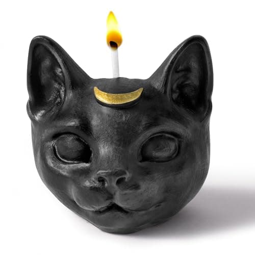 Image of GwaOery Cat Scented Candle, Witch Black Cat Pine Scented Natural Soy Wax Candle with Moon on Forehead Novelty Birthday Party Gift Decor for Living Room
