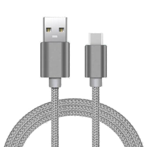 Image of World biz USB C Charger Cable, 2M USB to USB C Cable, Braided USB A to USB C Phone Charger Cable for iPhone 15 (Standard Charging), Samsung S22/S21, Hua-wei, Pixel, i-Pad, Switch,More (Grey)