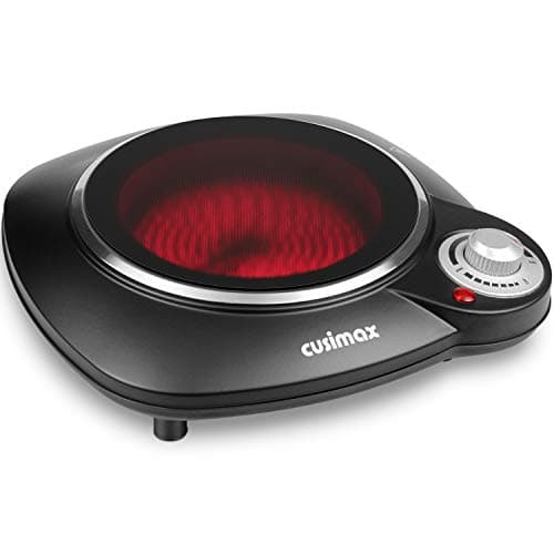 Image of CUSIMAX Portable Hot Plate, 1200W Single Ceramic Hob, Hot Plates for Cooking, Electric Single Burner Infrared Cooktop, Black Stainless Steel