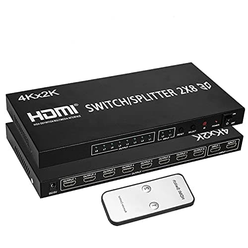 Image of Fashion Swallows 2X8 HDMI Splitter, Full HD 4K Video HDMI Switcher 2x8 Split 2 in 8 Out Dual Display For PS3 Xbox PC To HD TV Monitor Projector With Power