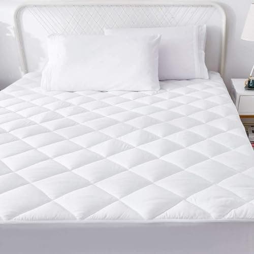 Image of Moonlight Bedding king Size Mattress Protector Extra Deep 30 Cm Stretch Skirt Anti Allergy Quilted Mattress Topper Breathable Fitted Mattress Cover (150 X 200 Cm)