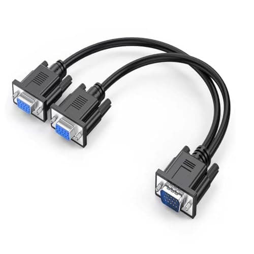 Image of Hanprmeee VGA Splitter Cable 1080P Dual VGA Monitor Y Cable 1 Male to 2 Female Adapter Only for Screen Duplication (No Screen Extension) - Only Work for Identical Monitor (0.3M)