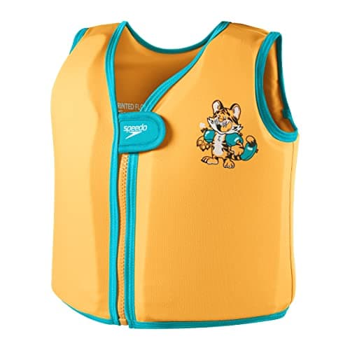 Image of Speedo Unisex-Baby Character Printed Buoyancy Vest | Flotation | Learn to Swim | Swimming Lessons, Aanadi Orange/Aquarium/Black, 4-6YR