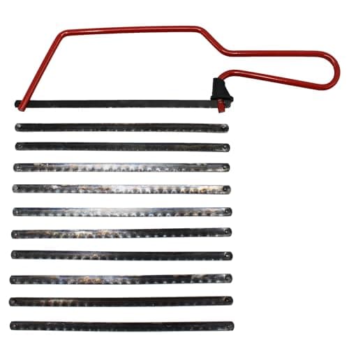 Image of JDBrands Junior Hack Saw - 150mm/6 - Cutting DIY or Profesional Tool - Finger Guard - Red Powder Coated - 32tpi Blade Included (Hacksaw w/additonal 10 Blades)