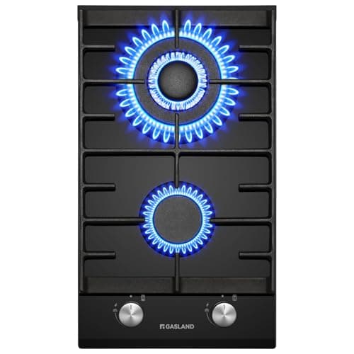 Image of GASLAND GH2302BG1FC 30 cm Black Glass Cooktop, 2 Burners Gas Hob with Wok Burner, Built-in Stove 5200W, LPG/NG Compatible, Butane Gas Hob