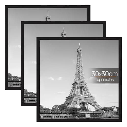 Image of upsimples 3 Pack 30x30 Picture Frame, 30x30 Picture Frame Black for Photo Gallery - Slide-In Strips, Horizontal or Vertical Wall Mounting
