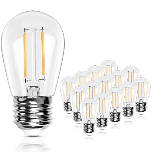 Image of BRIMAX Outdoor String Light Replacement Bulbs,2700k Warm White 2W E27 Screw Bulb S14 LED Bulb for Festoon/Backyard/Party/Patio/Garden String Light,10W-15W Equivalent,Non-dimmable, 15Packs