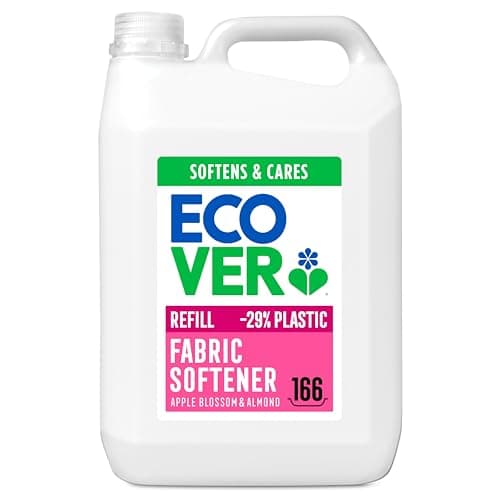 Image of Ecover Fabric Softener Refill, Fabric Conditioner to Soften Your Clothes, Fresh Apple Blossom & Almond Scent 1 x 166 Washes, 1 x 5L
